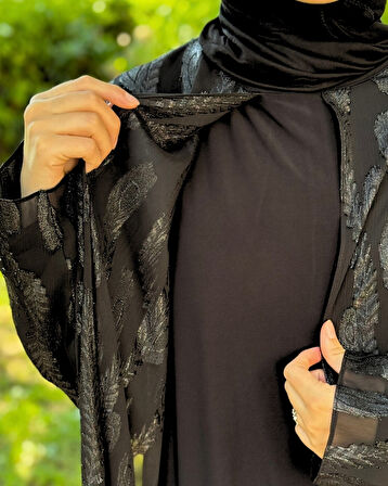 Büyük Beden Şifon Dış Abaya – Jarse İçlikli Ferace Takım (46-54 Beden)