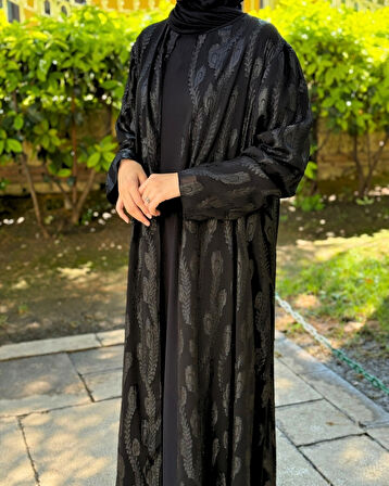 Büyük Beden Şifon Dış Abaya – Jarse İçlikli Ferace Takım (46-54 Beden)