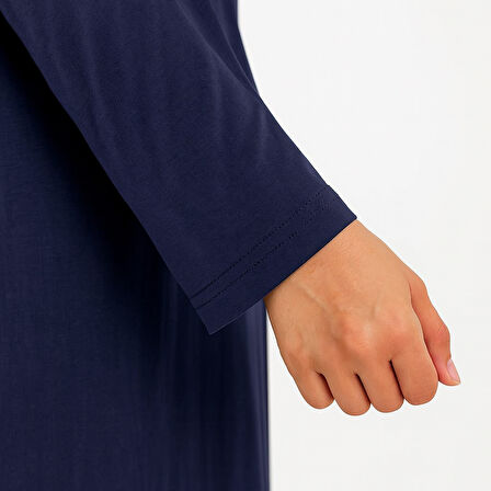 Kendinden Örtülü Fermuarlı Namaz Elbisesi – Lacivert