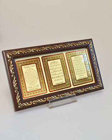 3’lü Dua Tablosu – Bereket Duası, Nazar Ayeti ve Ayetel Kürsi – 11x21 cm Şık Dekoratif Tablo