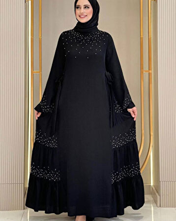 Taş İşleme Detaylı Sparklin Kumaş Abiye Elbise