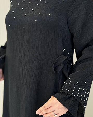 Taş İşleme Detaylı Sparklin Kumaş Abiye Elbise