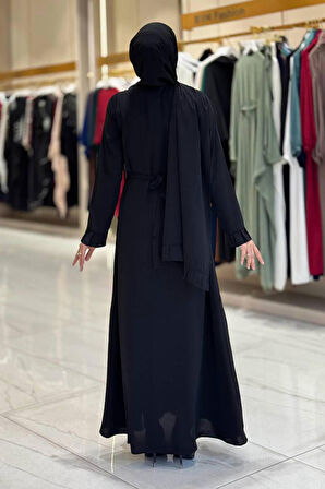 Pilise Detaylı Medine İpeği Elbise & Şal İkili Takım