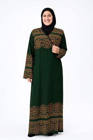 Geometrik Desenli Kruvaze Namaz Elbisesi – Yandan Bağlamalı, Rahat Kalıp 36–46 Beden