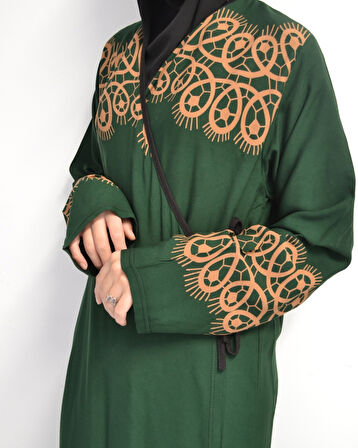 Halkalı Desenli Kruvaze Namaz Elbisesi – Yandan Bağlamalı, Rahat Kesim 36–46 Beden