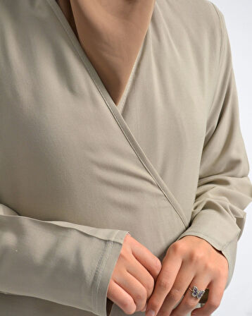 Kruvaze Yandan Bağlamalı Namaz Elbisesi – %100 Viskon- Rahat Kalıp