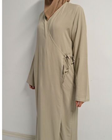 Kruvaze Yandan Bağlamalı Namaz Elbisesi – %100 Viskon- Rahat Kalıp