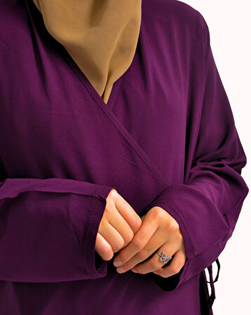 Kruvaze Yandan Bağlamalı Namaz Elbisesi – %100 Viskon- Rahat Kalıp