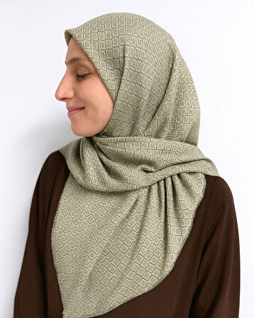 Desenli Denim Eşarp – 95x95 cm, Kaymaz, Dört Mevsim Kullanıma Uygun