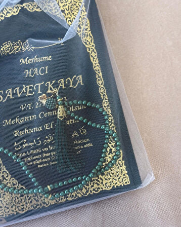 Kişiye Özel İsim Baskılı Ciltli Yasin Kitabı 80 Sayfa Orta Boy 40 Adet -Tül Keseli İnci Tesbihli Mevlüt ve Hatim Hediyesi