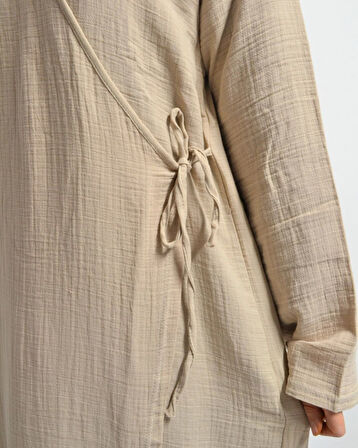 %100 Pamuk Müslin Namaz Elbisesi Yandan Bağlamalı -Terletmeyen Rahat Kumaş, 36-48 Beden, İbadet Kıyafeti