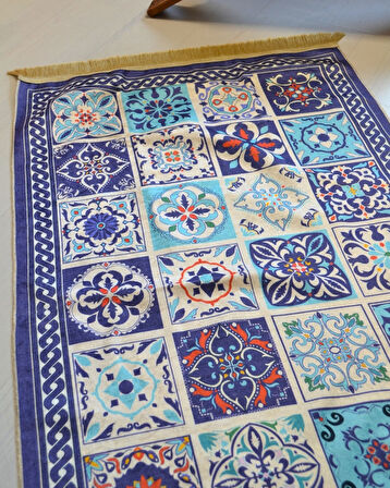 Pratik ve Taşınabilir İpek Dokulu Çantalı Seccade –40 Yama Desen- Fermuarlı