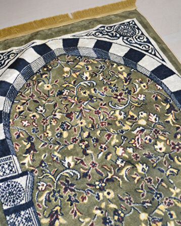 Pratik ve Taşınabilir İpek Dokulu Çantalı Seccade Ravza Desenli Fermuarlı