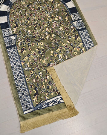 Pratik ve Taşınabilir İpek Dokulu Çantalı Seccade Ravza Desenli Fermuarlı