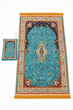 Çantalı Fermuarlı Seccade Firuze FRZ-01 (Hafif ve İnce Dokulu)