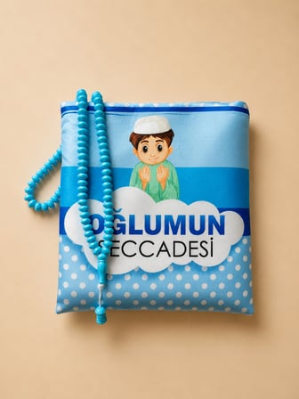 Çocuk Seccade Tesbih Namaz Seti – Çantalı Seccade ve 99'lu Tesbih