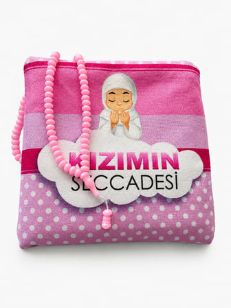 Çocuk Seccade Tesbih Namaz Seti – Çantalı Seccade ve 99'lu Tesbih
