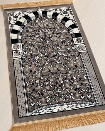 Ravza Desenli Kadife Seccade 70x115 cm Çeyizlik Hediyelik Seccade