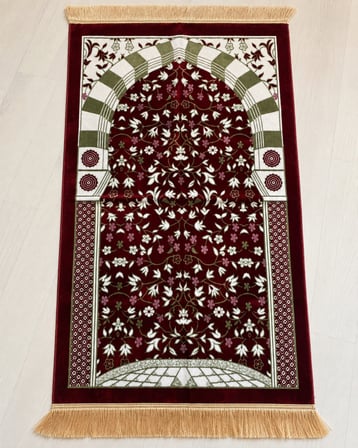 Ravza Desenli Kadife Seccade 70x115 cm Çeyizlik Hediyelik Seccade