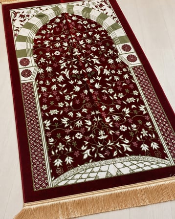 Ravza Desenli Kadife Seccade 70x115 cm Çeyizlik Hediyelik Seccade