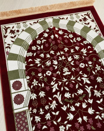Ravza Desenli Kadife Seccade 70x115 cm Çeyizlik Hediyelik Seccade