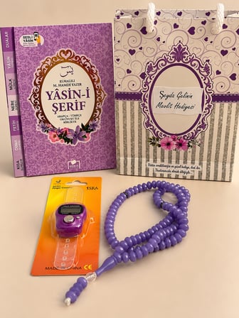 Yasin Kitabı Tesbih Zikirmatik Hediyelik İsimli QR Kodlu Sesli Dinleme Özellikli Çanta Boy Yasin