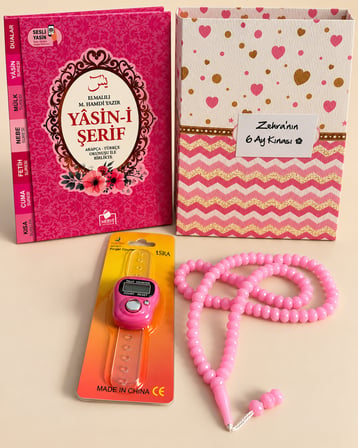 Yasin Kitabı Tesbih Zikirmatik Hediyelik İsimli QR Kodlu Sesli Dinleme Özellikli Çanta Boy Yasin