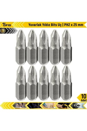 GFB 2500 Yıldız Bits Uç PH2 x 25 mm - 10 Adet