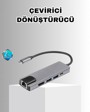 Alüminyum Kasalı MacBook USB-C Hub – 4K HDMI USB 3.0 SD/TF Kart Girişi PD Şarj