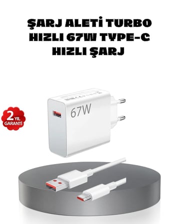 67W Turbo Type-C Hızlı Şarj Adaptörü – Akıllı Koruma Çipli Hızlı Şarj D