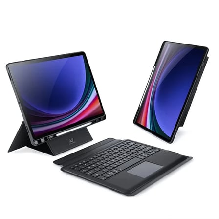 DUX DUCIS Samsung Galaxy Tab S9 + Ayrılabilir Bluetooth Klavye Touchpad PU Deri Kı