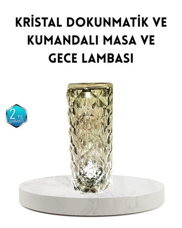 Kristal RGB LED Masa Lambası – Renkli Kumandalı Işık Dekoratif ve Enerji Tasar