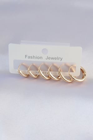 Pirinç Gold Renk Oval Küpe Seti 5886