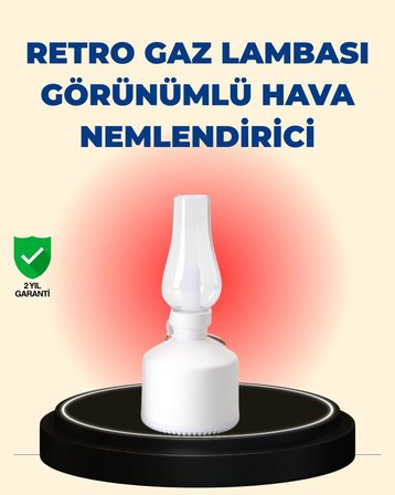 Kablosuz Retro Buhar Makinesi Gaz Lambası Tasarım Ledli Difüzör