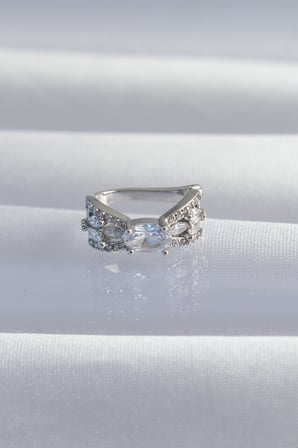 Pirinç Gümüş Renk Zirkon Taş Kaplama Earcuff Küpe 5886
