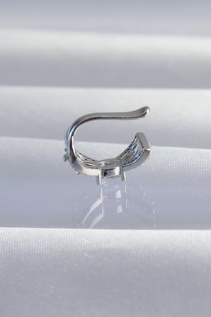 Pirinç Gümüş Renk Zirkon Taş Kaplama Earcuff Küpe 5886