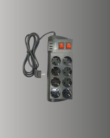 Güçlü Termal Korumalı 8 Priz + 3 USB Çoklu Uzatma Kablosu 2m