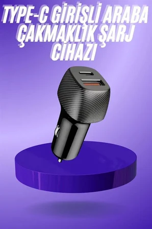 38W USB Type-C Girişli Oto Çakmaklık Araç İçi Hızlı Şarj Çakmaklık Şarj 