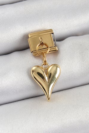 316L Çelik Sallantılı Kalp Model Gold Renk Nomination Charm 5886