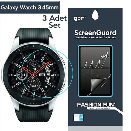 Gor Sm Galaxy Watch 3 45mm Darbe Emici Ekran Koruyucu 3 Adet Set-(5775)