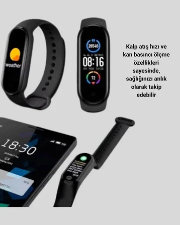 Akıllı Bileklik – Adım Sayar Kalp Atış Ölçer Uyku Takipli ve Suya Dayanıkl
