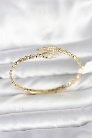 Yılan Model Pirinç Gold Renk Kadın Kelepçe Bileklik 5886