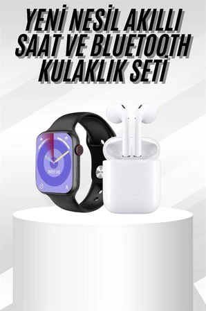 Yeni Nesil Akıllı Saat Ve Kulaklık Seti Gümüş Kasa Zarif Tasarım Çok Fonksiy