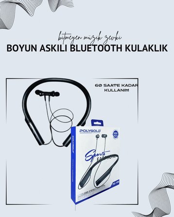 Polygold PG-100 Boyun Askılı Kablosuz Kulaklık – 200 Saat Bekleme Süresi Stere