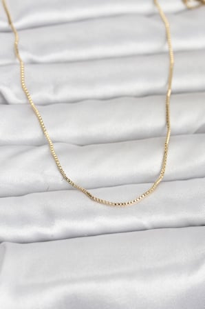 CM 14K Gold Renk İnce Kare Zincirli Model 60 cm Kadın Kolye 5886