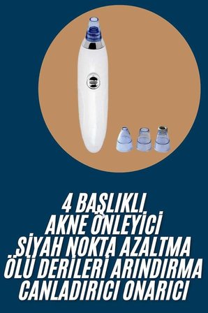 Yeni Nesil Vakumlu Pilli Siyah Nokta ve Yüz Temizleme Cihazı 4 Başlıklı