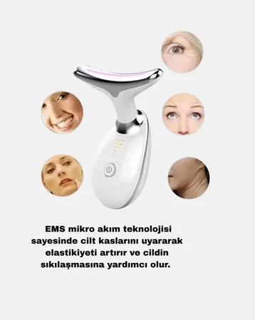 Boyun ve Gıdı Toparlayıcı EMS Cilt Sıkılaştırıcı 7000 Titreşim Isı Terap