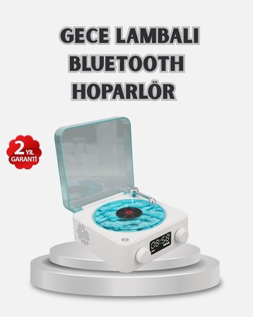 3-ü-1 Gece Işığı Bluetooth Hoparlör Dijital Saat Vintage Plak Çalar Tasarıml