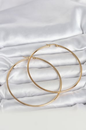 316L Çelik Gold Renk 70 mm Kadın Halka Küpe 5886