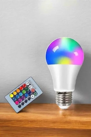 Led Ampul Enerji Dostu Rgb İşıklı 100W Led İşık